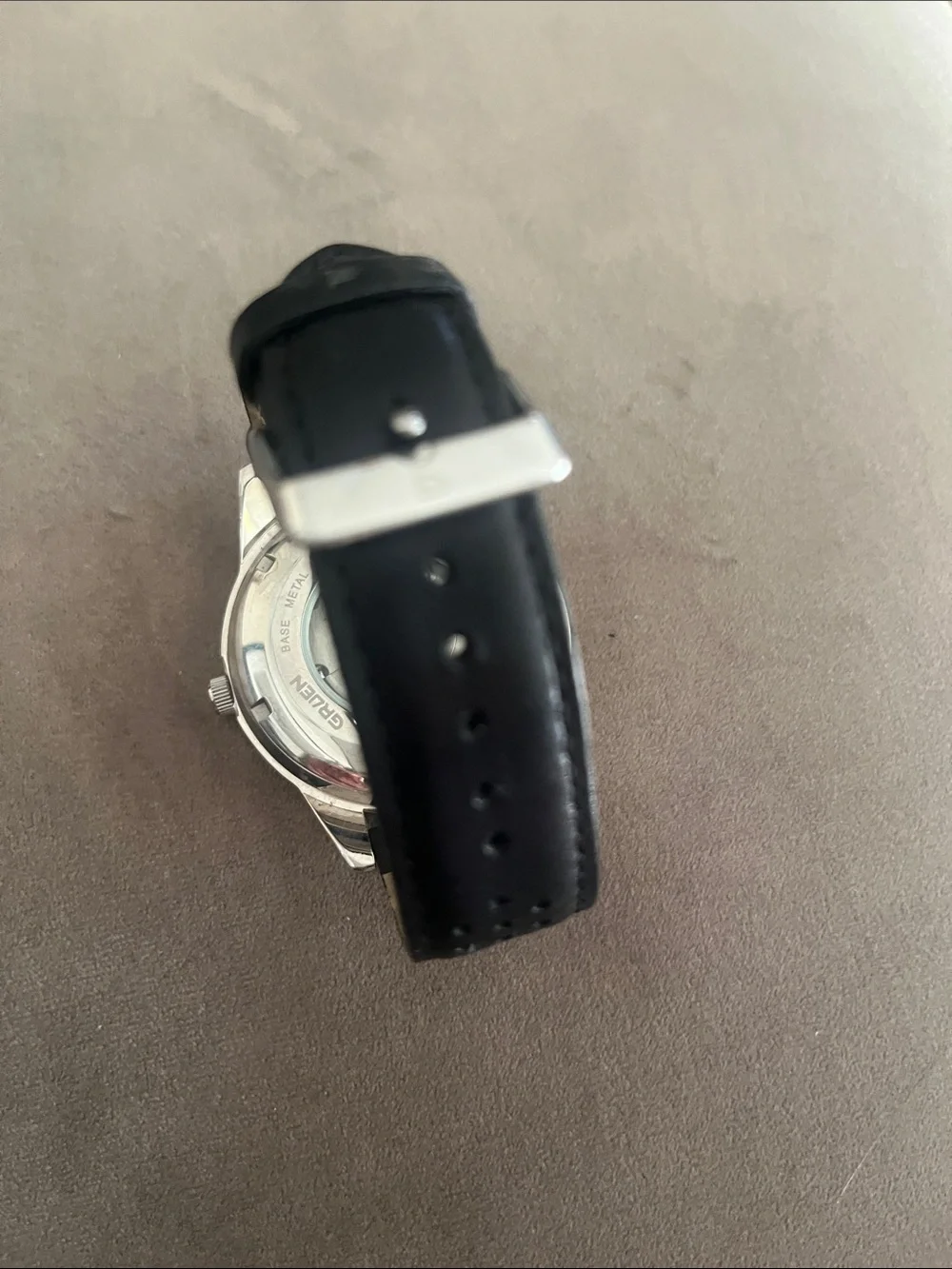 Gruen Silver Dial Men's Mechanical Watch with Black Leather Band